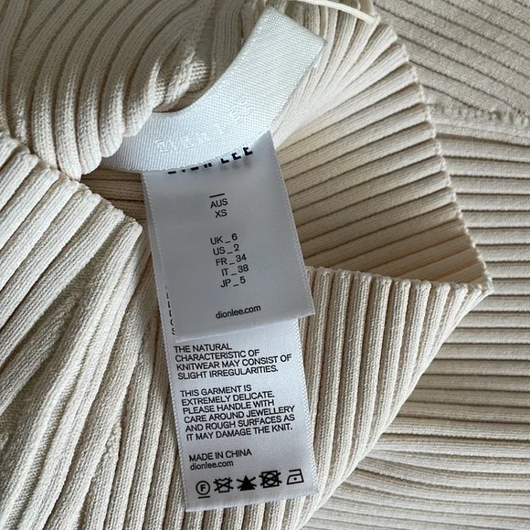 Dion Lee Beige Spiral Rib T-Shirt / New with Tags / Size: XS